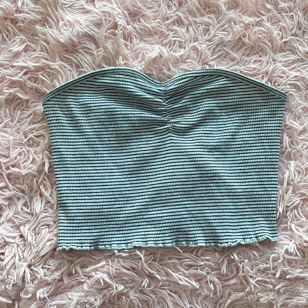 Blue and white stripped tube top size small